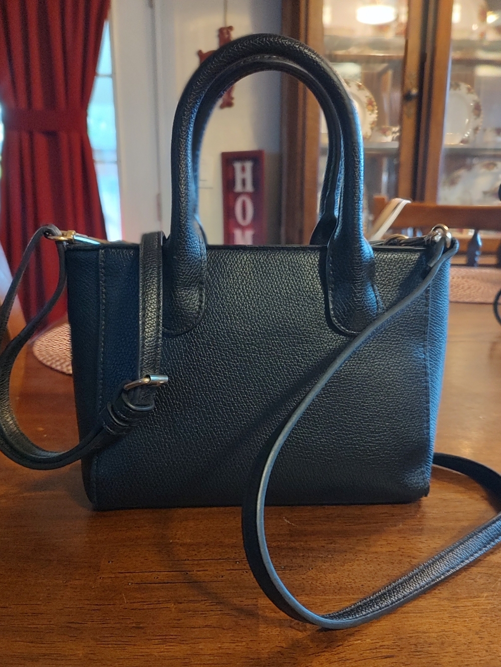 A New Day Black Pebbled Leather Top-Handle Satchel